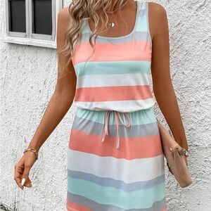 Striped Sleeveless Dress in Pastel Colors